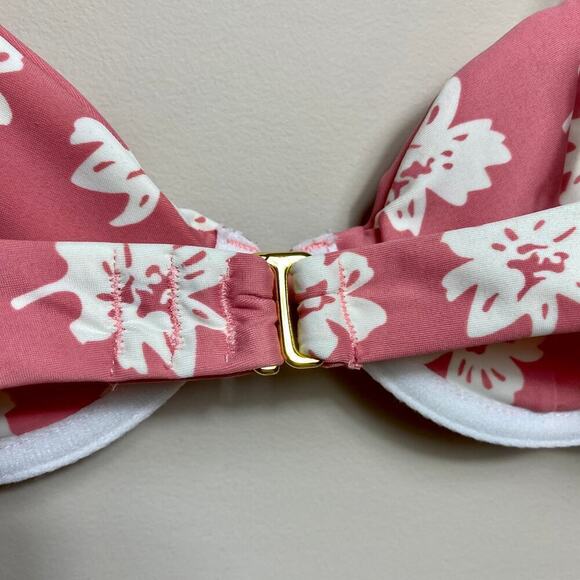 AMUSE SOCIETY Bikini Top Harlow Underwire Rose Pink White Floral Ruffle NEW S - Picture 9 of 13